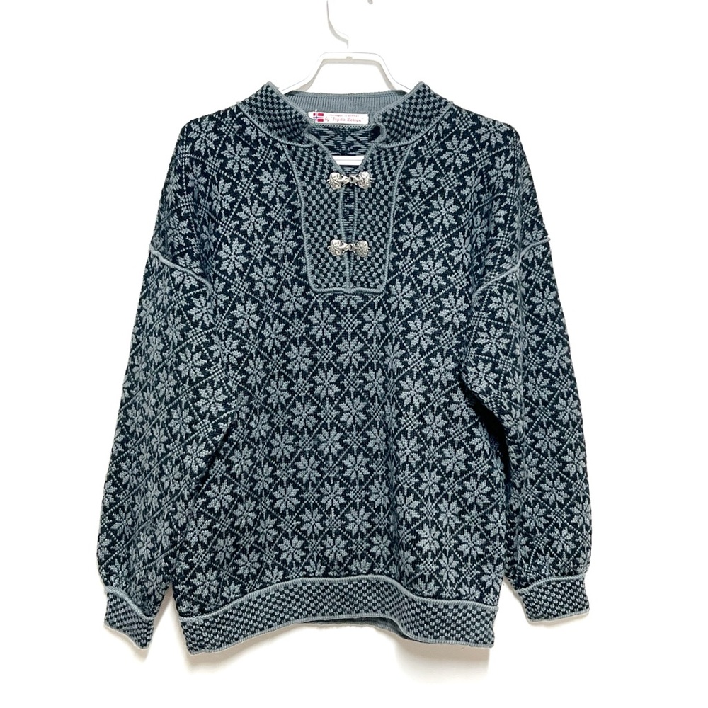 Authentic Norwegian Fair Isle wool hand knit sweater Womens L